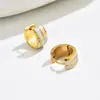 Pendientes Bloque de Color Dorado y Acero Estilo Maillard, Pendientes Doble Capa en Forma de C de Lujo Ligero, Estilo Popular de Celebridad de Internet, Joyería de Diseño Nicho