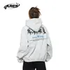 Sudadera con capucha Ares de Algodón Estilo Retro Americano Divertida Estampado de Caballo de Guerra Sudadera de Pareja Suelta para Hombres y Mujeres
