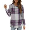 2026 Transfronterizo Amazon Nuevo para Mujer Casual Holgado Cuadros Manga Larga Cuello Redondo Base Irregular Camisa Superior