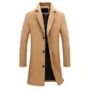 Abrigo de lana de comercio exterior, otoño e invierno, nueva moda para hombre, abrigo de lana largo ajustado coreano, cortavientos, venta al por mayor