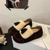 Zapatos peludos tipo Birkenstock con suela gruesa y forro de polar para mujer, Novedad Retro Otoño e Invierno 2025, Zapatos planos cálidos de algodón sin cordones