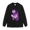 Camiseta de Manga Corta Lavada Desgastada con Estampado de Graffiti Holgada Talla Grande Estilo Hombro Caído Retro Americano Ropa Urbana Marca de Moda Top de Manga Larga