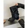 Botines de tacón grueso estilo coreano Western vaquero para mujer, nueva colección otoño 2026, botas de moda retro y elegantes