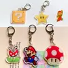 Juego de Animación de Dibujos Animados Serie Super Mario Llavero Acrílico Llavero Creativo Colgante Decoración de Bolso