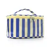 Necessaire bicolor listrada, bolsa de higiene pessoal portátil de grande capacidade, bolsa de armazenamento de viagem à prova d'água, bolsa de maquiagem de grande capacidade atacado