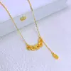 Colar da Sorte Moeda Cinco Imperadores Gelo Triturado para Mulheres, E-commerce Transfronteiriço, Luxo Leve, Sensação de Alto Padrão, Cor Dourada, Pingente de Boa Sorte, Estilo Chinês