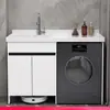 Gabinete para Lavadora de Balcón, Lavabo para Lavandería, Tina, Gabinete Integrado para Lavadora de Aluminio Espacial, Compañero Personalizado para Robot Aspirador