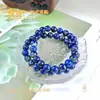 Pulsera de Lapislázuli de Venta Caliente Transfronteriza Pulsera de Cuentas de 8 mm Joyería de Moda Regalo para Hombres y Mujeres Pulsera de Cristal