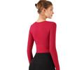 Roupas de Yoga Justas para Primavera e Verão, Bojo Fixo, Secagem Rápida, Manga Longa, Treinamento de Corrida, Fitness, Slim Fit, Gola Quadrada, Top Esportivo