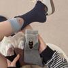 Calcetines de Algodón para Otoño e Invierno con Puños de Animales de Dibujos Animados 3D, Calcetines para Mujer, Calcetines sin Costuras de Media Pantorrilla Peek-A-Boo, Calcetines Ligeramente Caídos Lindos