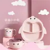 Juego creativo de 6 piezas para niños Plato de rejilla Tazón Taza Cuchara Tenedor Palillos Plato de almuerzo para jardín de infantes