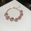 Pulsera Ajustable de Flor con Forma de Diamante de Zirconia de Lujo Ligero Estilo Francés para Mujer, Diseño Único, Joyería de Moda y Versátil