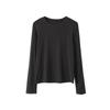 [Oufan] Camiseta Clásica de 10 Colores con Hombro Derecho, Cuello Redondo y Mangas Largas para Mujer, Camiseta Base de Otoño e Invierno, Top Interior 3155