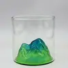 Taza Colorida con Vista a la Montaña Taza de Vidrio Estilo Japonés Monte Fuji Taza de Café Taza de Té Vaso de Whisky Taza de Té para el Hogar