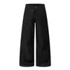 Jeans de Pierna Ancha Sueltos Estilo High Street Americano Marca Trendy para Hombre Corte Estilo Vibe Diseño Deconstruido Color Sólido Pantalones Largos Rectos