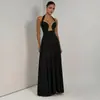 Nueva Ropa de Verano 2026 para Mujer de Amazon, Elegante Vestido de Color Sólido con Cuello Halter y Escote Bajo Sexy con Parches y Espalda Descubierta