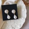 Pendientes/Clips "Belleza estilo Hong Kong" estilo palacio retro francés artístico con textura de perla en forma de gota de agua