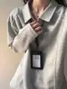 Camisa polo cinza, estilo americano, corte regular, coleção de outono masculina, peso pesado, camiseta de manga longa com gola alta, uma camada interna ou base estilosa