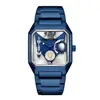 Reloj Mecánico Transparente Hueco de Doble Cara No Automático Reloj de Pulsera para Hombre Reloj de Moda Reloj de Cuarzo Luminoso Impermeable para Hombre Agitar
