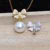Colgante de mariposa de plata S925 con cabeza de mariposa, colgante para mujer, bricolaje, perla 10-14, accesorios, soporte vacío JG5269