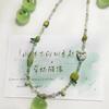 Paraíso de Manzana Verde ~ Collar de Cuentas de Manzana Pequeña Fresca Mori para Mujer, Pequeño, de Alto Valor de Color, Dulce, Lindo, Cadena para Clavícula