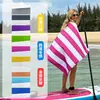 Toalla de Playa de Microfibra Doble Cara de Terciopelo Doble Cara Impresa Toalla de Playa Rayada Impresa Doble Cara Personalizada