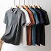 Suministro al por mayor de polos casuales de color liso para hombre, camisetas de manga corta, camisas con cuello, tops de verano, camisetas transpirables