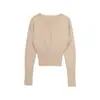 Atacado de Roupas Femininas Transfronteiriças Estilo Europeu e Americano Outono e Inverno 2025 Novo Suéter de Tricô Slim de Cintura Alta Curto com Mangas Longas