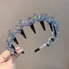 Diadema de Lujo Ligero de Caña Alta para Mujer con Dientes, Diadema Esponjosa, Nuevo Modelo 2026, Sensación de Gama Alta, Uso Diario, Pasador de Pelo con Pedrería