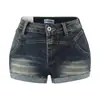 Shorts Jeans Ultra-Curtos Doces e Descolados para Meninas Picantes, Shorts Jeans de Verão de Cintura Baixa Texturizados de Nicho, Shorts Jeans Confortáveis Versáteis Elásticos com Barra