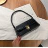Bolsa Pequena de Crowdsourcing Francesa Feminina 2024 Nova Celebridade da Internet Popular Bolsa de Ombro Coreana Versátil Padrão Pedra Moda Bolsa de Braço