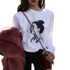 Otoño 2023 estilo coreano estilo bf camiseta de manga larga estampada con personaje retro para mujer top holgado camisa básica ins entrega de una pieza