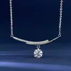 Collar de plata de ley s925 con moissanita para mujer, lujo ligero, de alta gama, nicho, cautivadora cadena para clavícula de meteorito, collar de sonrisa
