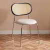 Silla de Mimbre Sintético Estilo Ins Nórdico Crema para Hogar Mid-Century Silla de Respaldo para Balcón Minimalista Silla Retro Silla de Comedor