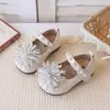Zapatos de Cuero para Bebé Niña Pequeña Estilo Mary Jane 2026 Primavera Otoño Nuevos Suela Suave Fuegos Artificiales con Pedrería Zapatos de Princesa