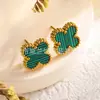Pendientes de trébol de cuatro hojas para mujer, muy vendidos, no se decoloran, 13MM, tachuelas, joyería para orejas de acero de titanio, simple, de lujo ligero, pequeña y de nicho
