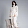 Traje de Terciopelo Nube con Cremallera para Otoño e Invierno, Engrosado para Calidez, Corte Holgado Casual para Estar en Casa con Bolsillos Dobles, Sencillo y Casual
