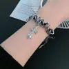 Pulseira de Couro Estrela Negra Punk Rock Y2K para Mulheres, Estilo Doce Cool da Moda, Acessório de Mão Hip-Hop de Nicho