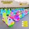 Carro elétrico infantil quadrado de feira noturna com luzes, função de soprar bolhas, carro de diversão veado brilhante, carro elétrico de dois lugares para pais e filhos