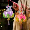 Festival de Mediados de Otoño Dibujo Animado Linterna de Loto Niños Hecho a Mano Paquete de Materiales DIY Bolso Estilo Antiguo Conejo Luminoso Linterna de Loto