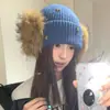 Chapéu de Pelúcia 3D Estrela Azul com Abas para Orelhas para Mulheres, Chapéu Gorro Quente de Inverno para Cabeça Grande, Faz o Rosto Parecer Menor, Chapéu à Prova de Frio