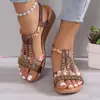 Nuevas Sandalias Planas de Pedrería Boca de Pez de Verano 2025 para Mujer, Comercio Exterior, Tallas Grandes, Zapatos de Mujer al por Mayor
