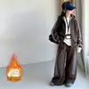 Conjunto Fofo Engrossado Infantil 2026 Outono/Inverno Novo Estilo Moda Coreana Unissex Jaqueta Infantil Calça Casual Conjunto de Duas Peças