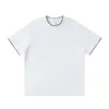 Camiseta de Algodón Nueva de Verano Estilo 220g Color de Contraste Cuello Redondo Manga Corta para Hombre, Marca de Moda Tono Tierra Holgada Casual Versátil Superior