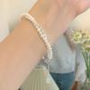Brazalete Nicho Exquisito de Doble Capa Luz Francesa de Lujo Industria Pesada Doble Capa Envuelto Perla Plata Triturada Brazalete de Cuentas Brazalete