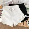 Pantalones de Pierna Ancha de Otoño para Mujer, Shorts Casuales de Cintura Recta para Mujer 2026, Pantalones Cortos Ajustados de Estilo Hot Girl con Cordón, Negros