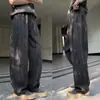 Pantalones de pierna ancha a rayas verticales con diseño adelgazante de cintura alta retro, versátiles y modernos para otoño, pantalones largos adelgazantes que llegan al suelo para hombre