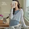 Cardigan de Protección Solar de Verano Top de Manga Larga de Seda Helada Estilo Coreano para Mujer Versátil Ligero Chal Corto Cubierta Ropa Exterior