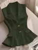 Chaleco Elegante de Exterior para Mujer, sin Mangas, Ajustado a la Cintura, con Dobladillo Fruncido, Ropa Transfronteriza Europea y Americana de Amazon