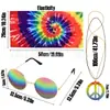 Maquillaje de Disfraz Hippie Accesorios Fiesta de Halloween y Carnaval Gafas de Colores Ropa Vestimenta Pañuelo para la Cabeza